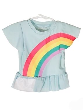 K1276 * Cat & Jack Girls Rainbow Swin Top Blue Size 18M